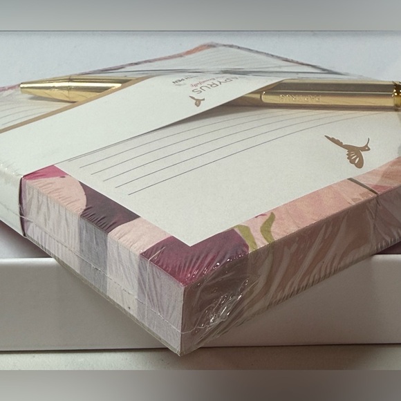 Papyrus Pink Floral Note Pad with Gold Pen Gift Set NEW - Picture 4 of 4